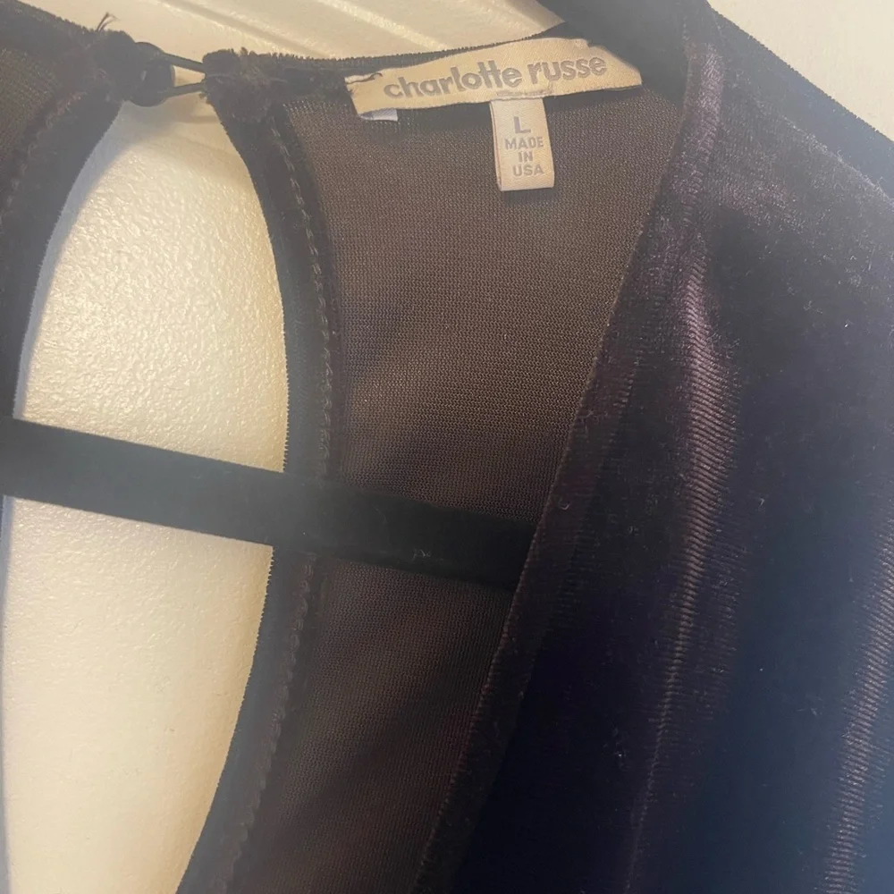 Charlotte Russe Deep Brown  Velvet Romper - Picture 3 of 7